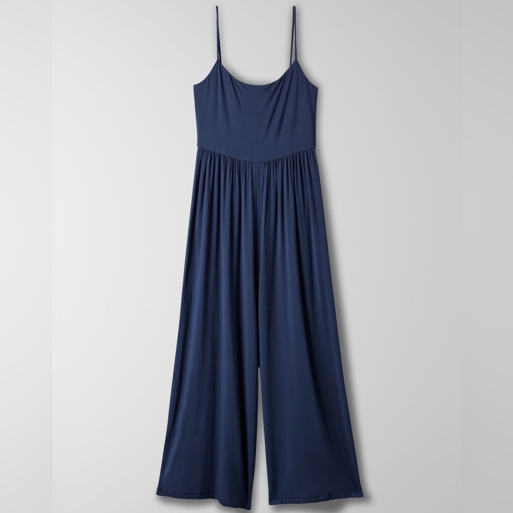 Aritzia Wilfred Free Market Jumpsuit Size XL Stretchy Wide-leg Blue